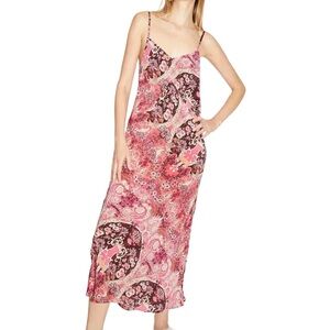 Maria Cher Besalu Isabel Slip Dress 100% Silk Floral Lightweight In Pink Size M